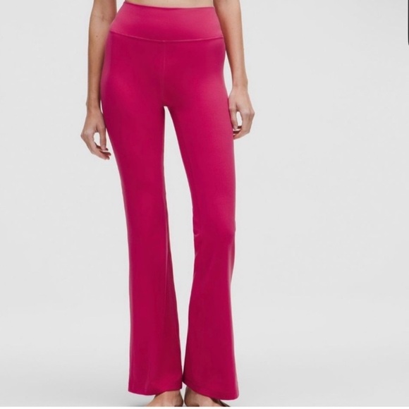 Lululemon High Rise Nulu Flare Groove Pants In Raspberry Coulis size 12 - Picture 1 of 5